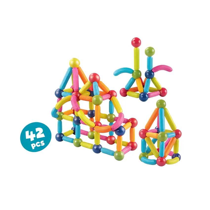 3D Building Magnetic Sticks 42 Pcs