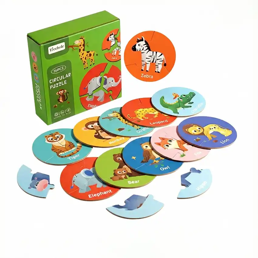 Circular Animal Puzzle Box