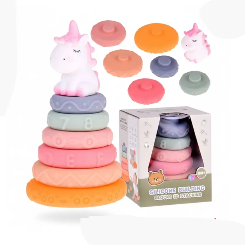 Rainbow Unicorn Stacker Toy | Silicone Baby Development Toy