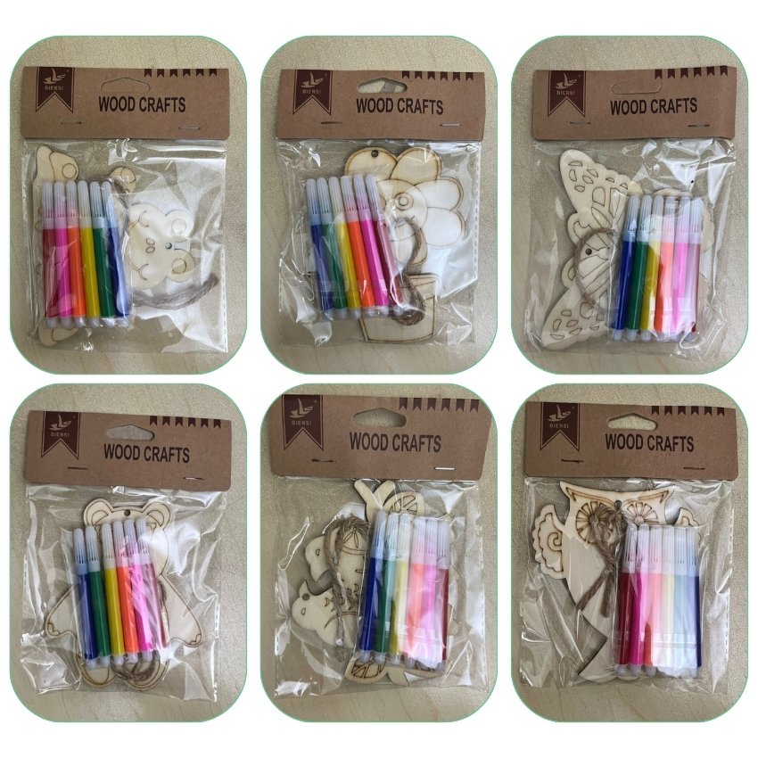 DIY Wooden Cartoon Painting Kit | 6 Models + 6 Color Pens