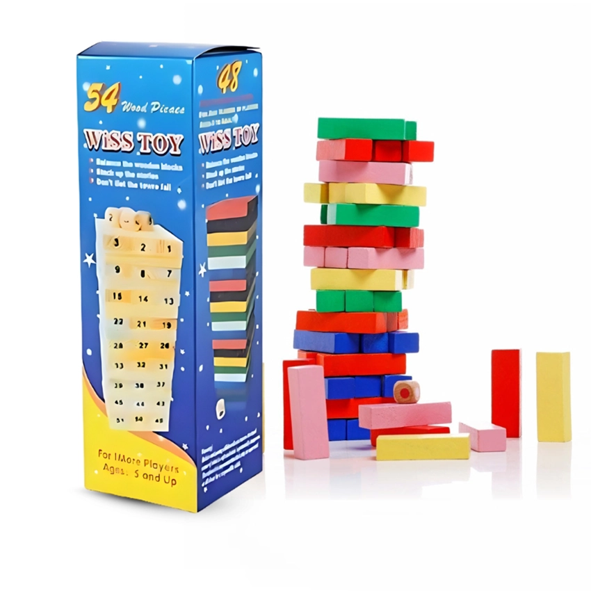 54 pcs Tumbling Stacking Building Tower Game (Colorful)