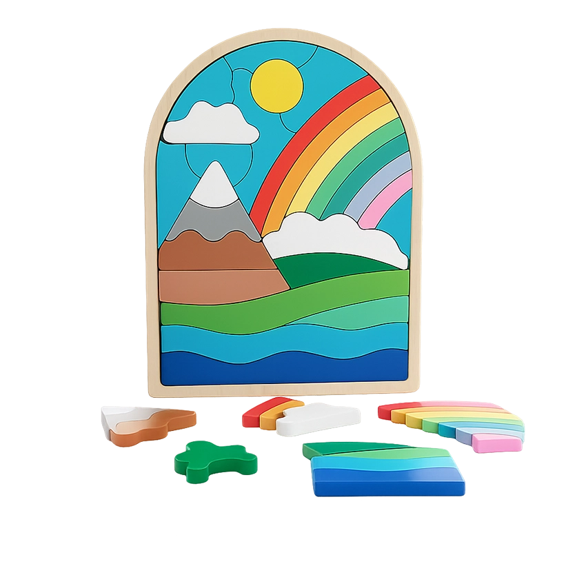 Wooden Landscape Building Blocks Puzzle