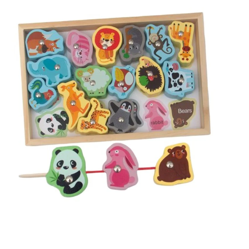 Montessori Wooden Animals With Fishing Sticks