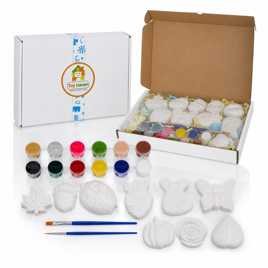 DIY Gypsum Art Kit for Kids with 12 Colors & Brushes
