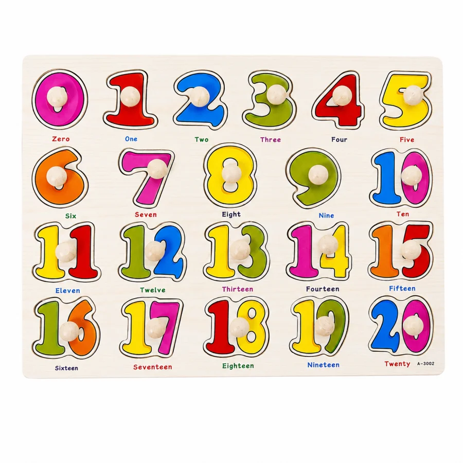 Wooden Numbers Learning Puzzle Board (0–20)