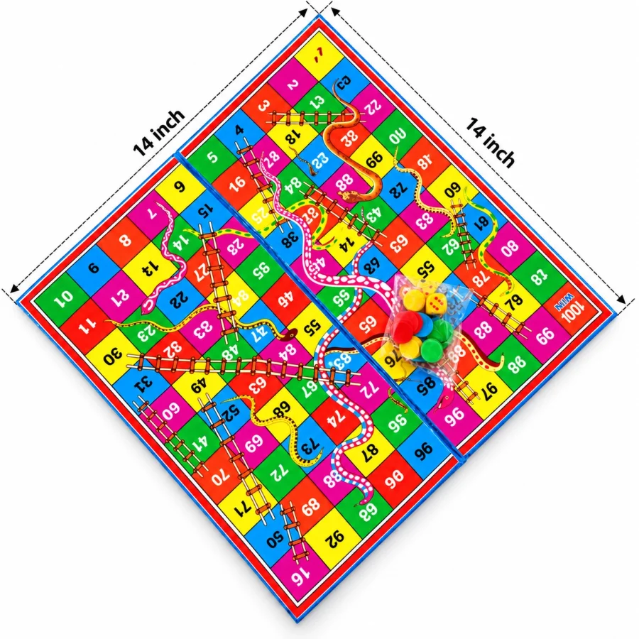 2-in-1 Foldable Ludo & Snakes and Ladders Board Game (14 × 14 Inch) - Image 3
