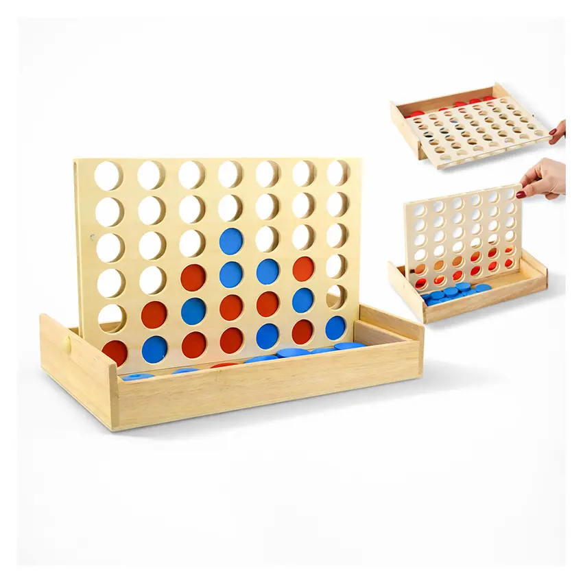 4 in a Row Wooden Board Game