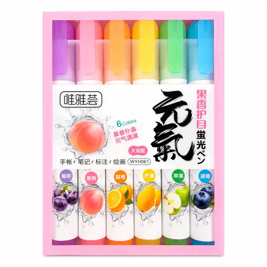 6-Color Fruit Scented Highlighter Marker Set